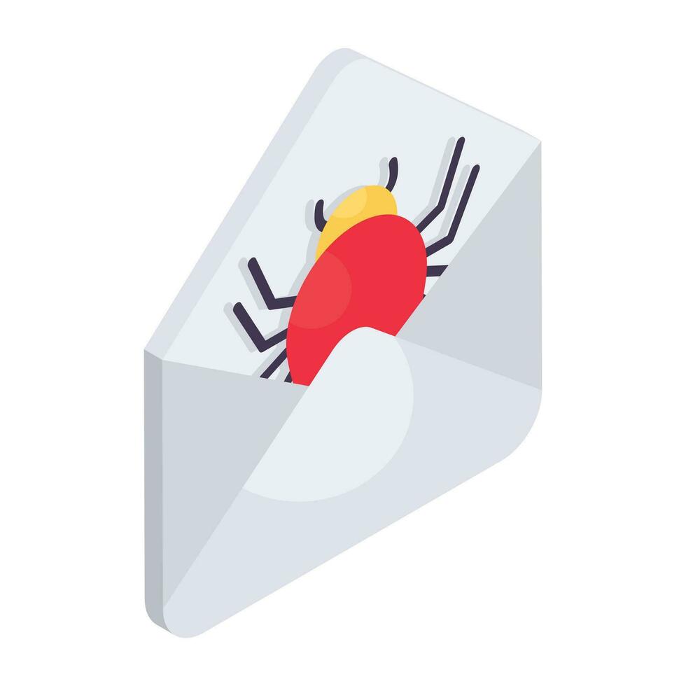 An icon design of mail bug, isometric vector