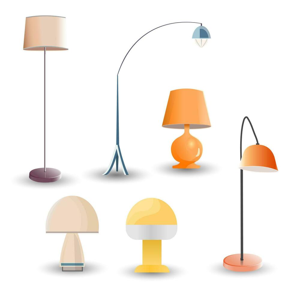 set of Scandinavian style lamps for living rooms vector