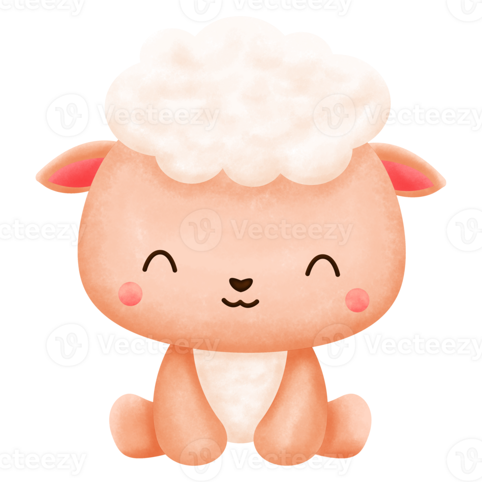Cute Sheep Animal Watercolor png