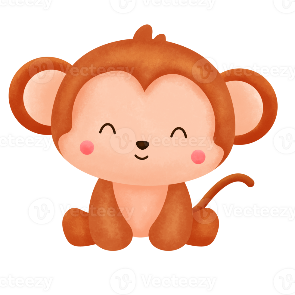 Cute Monkey Animal Watercolor png