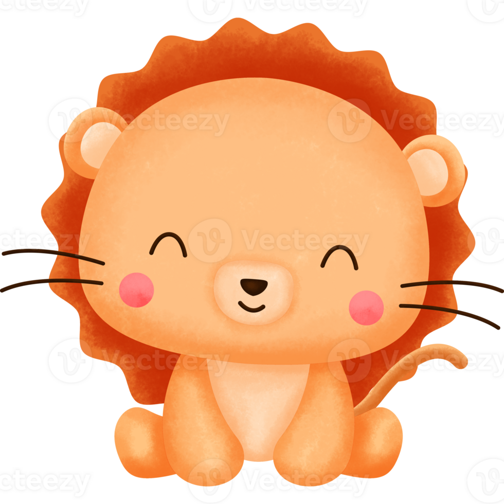 Cute Lion Animal Watercolor png