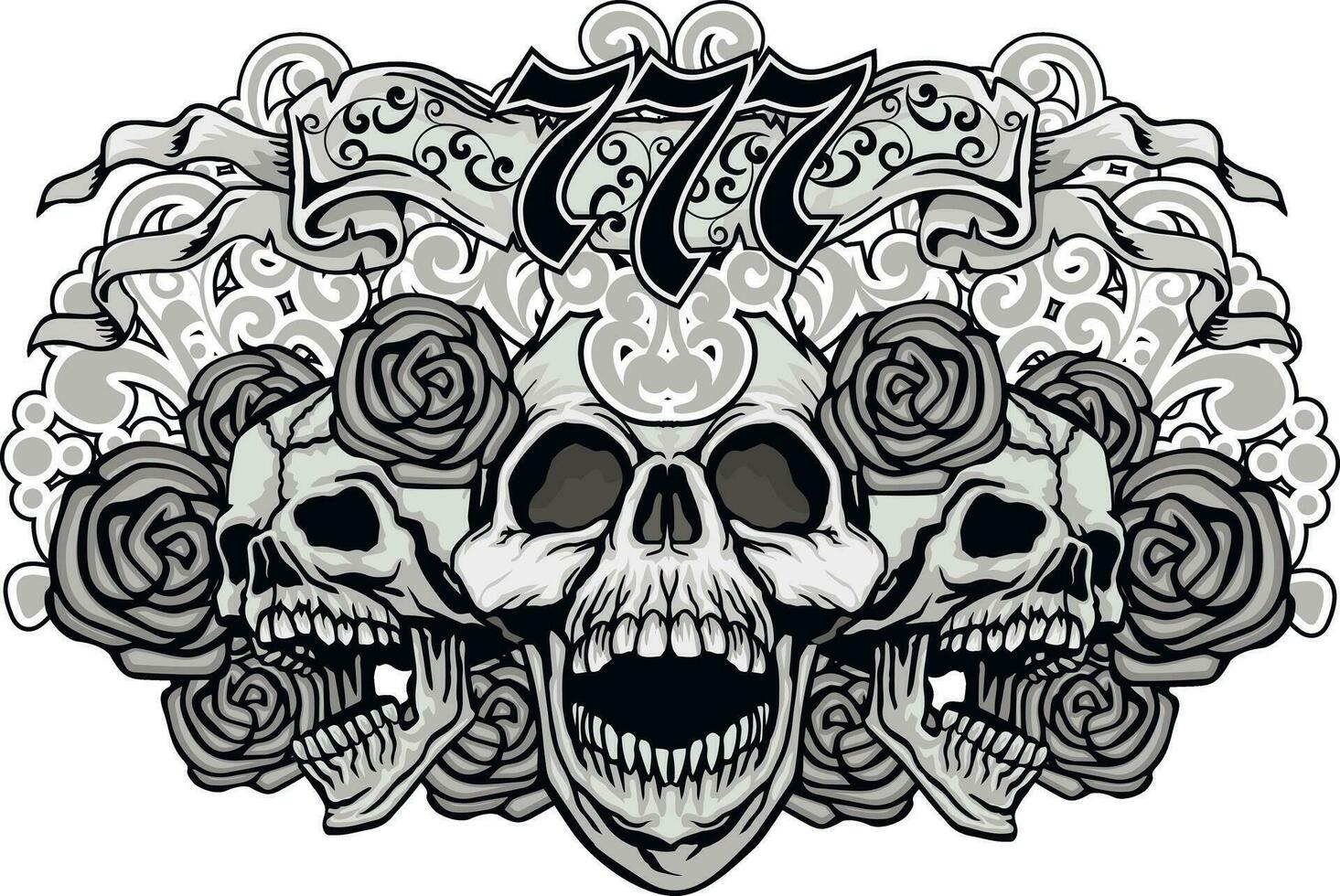 Gothic sign with skull, grunge vintage design t shirts vector