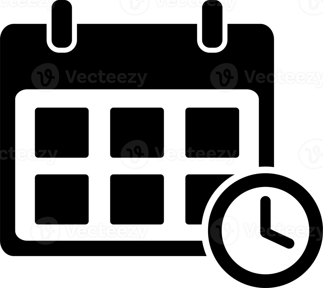 Calendar, schedule and clock icon for for graphic design, logo, web site, social media, mobile app, ui illustration png