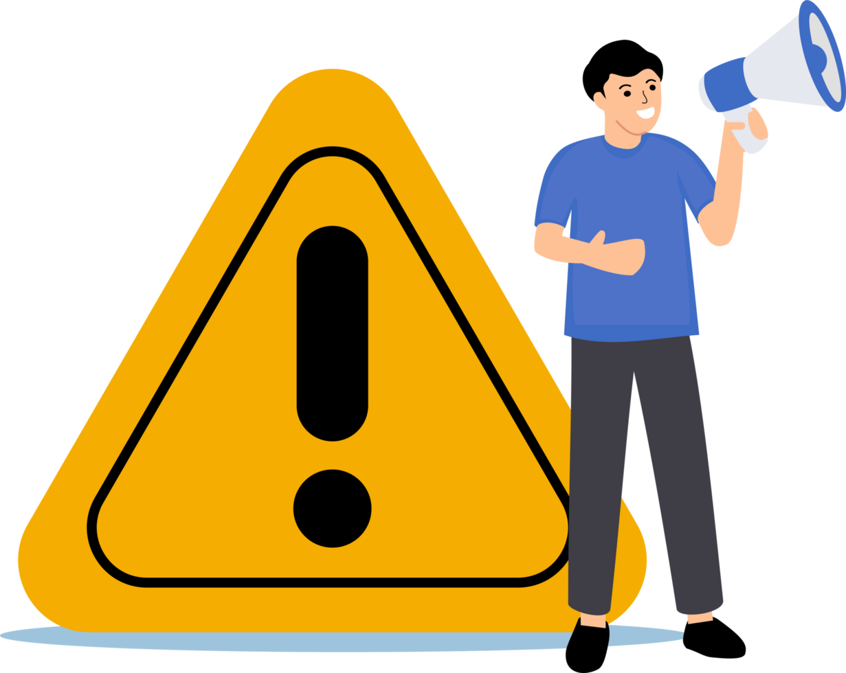 important announcement attention or man holding megaphone doing warning information png