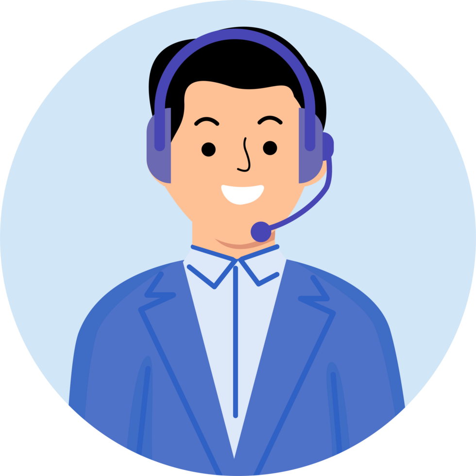 man costumer service talking with headset png