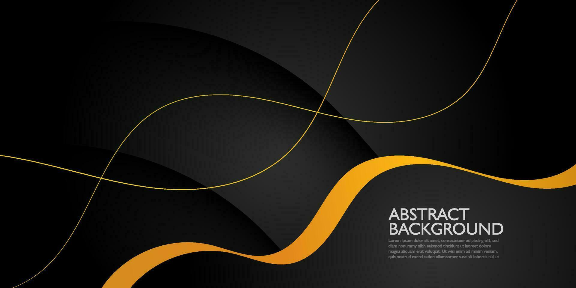 Abstract wave dark luxury background template vector with shadow and gold lines. Futuristic background with gold pattern design. Eps10 vector