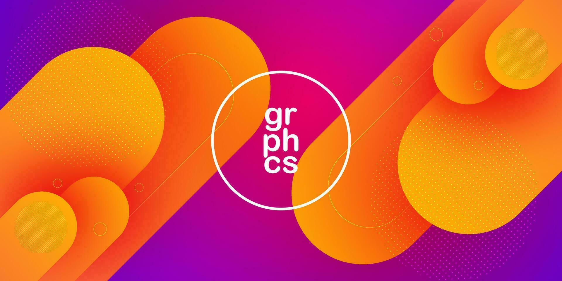 Abstract orange and purple gradient geometric curve background. Bright color gradation design. Dynamic and colorful banner concept. Eps10 vector