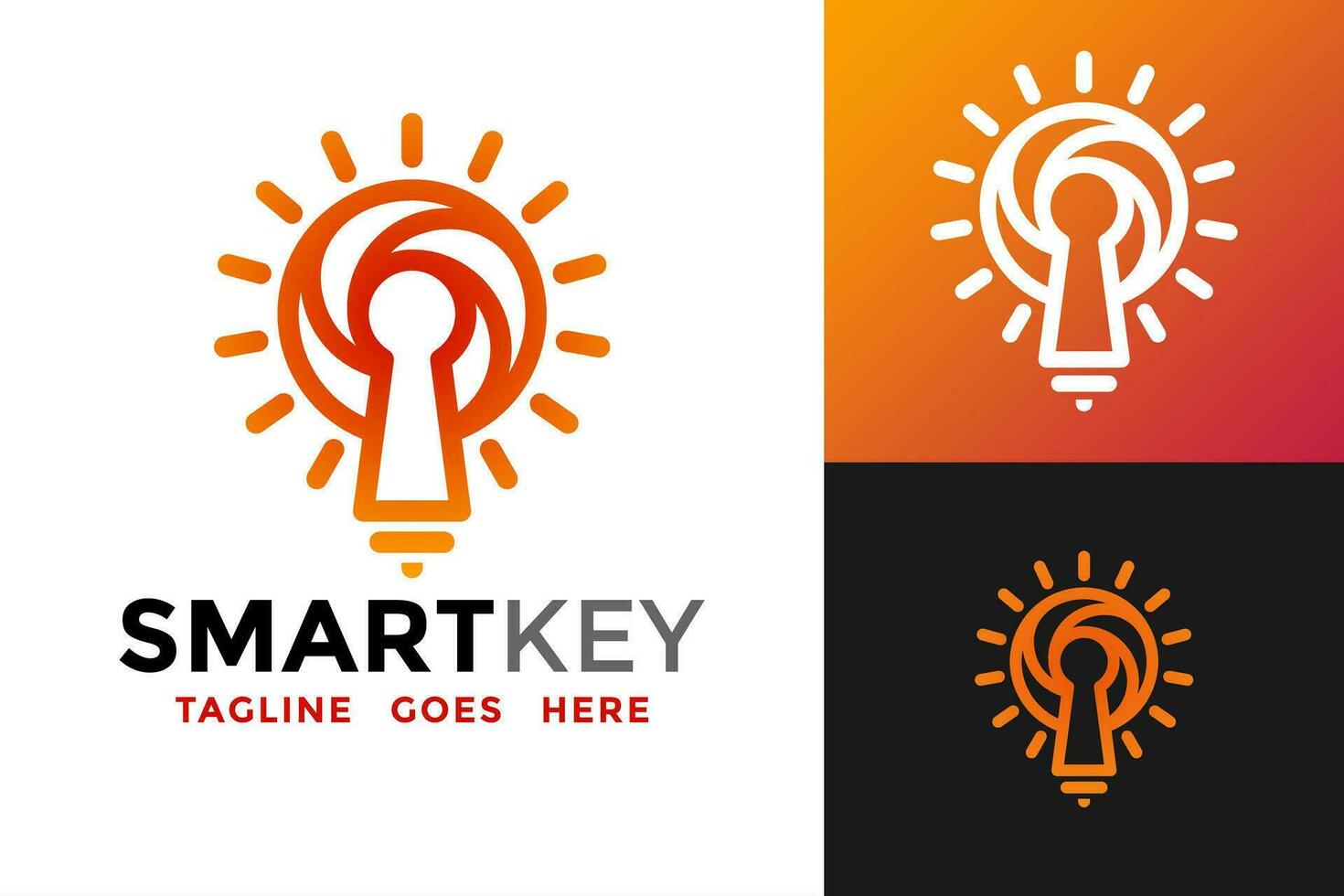 Smart Key Bulb Logo design vector symbol icon illustration