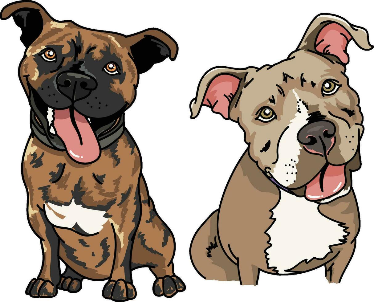 Pitbulls dogs vector