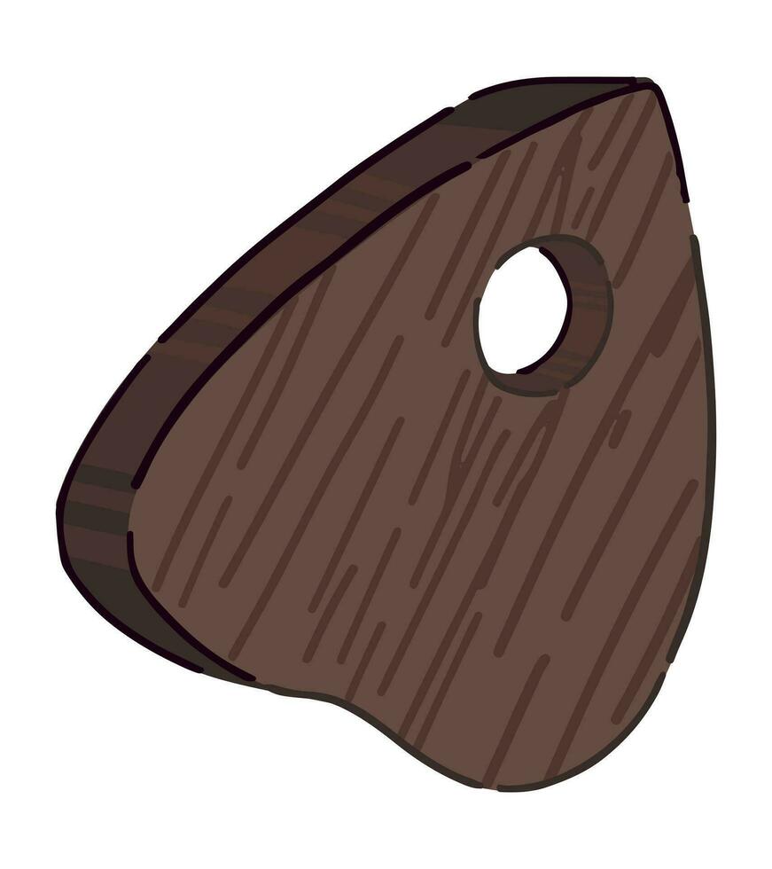 en forma de corazon planchette para espíritu junta, tabla de espiritismo tablero oculto articulo garabatear. Víspera de Todos los Santos vector ilustración en dibujos animados estilo aislado en blanco.