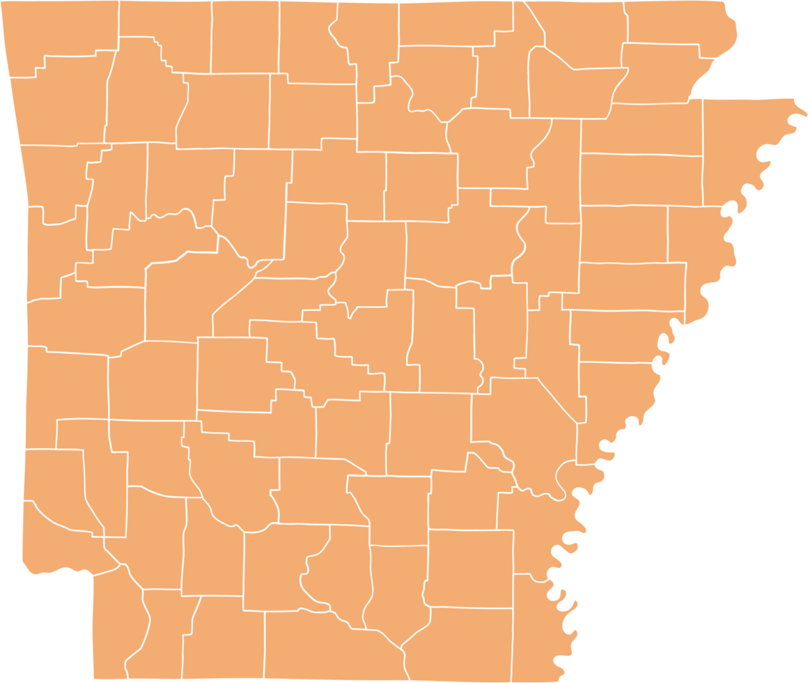 doodle freehand drawing of arkansas state map. png