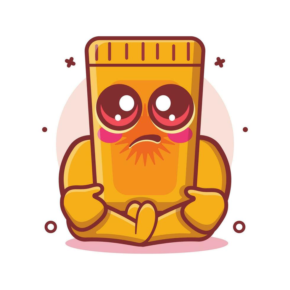 kawaii sunblock tube character mascot with sad expression isolated cartoon in flat style design vector