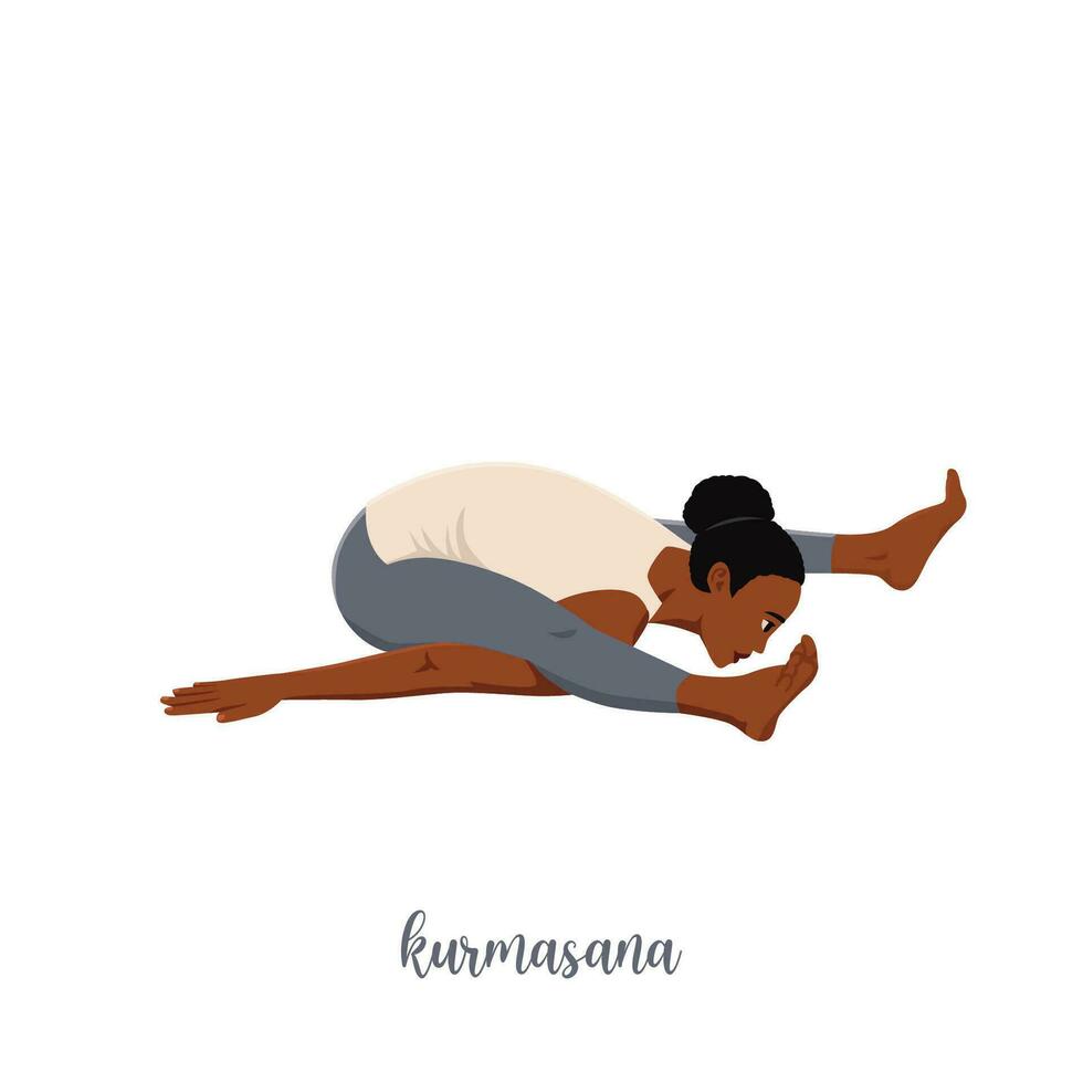 mujer haciendo yoga tortuga actitud . vector