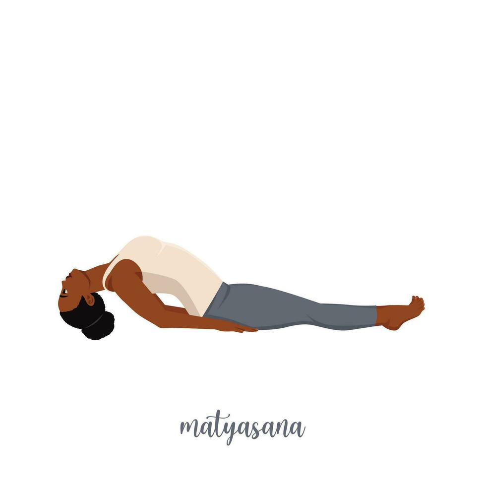 1 mujer haciendo yoga posición - matsyasana. vector