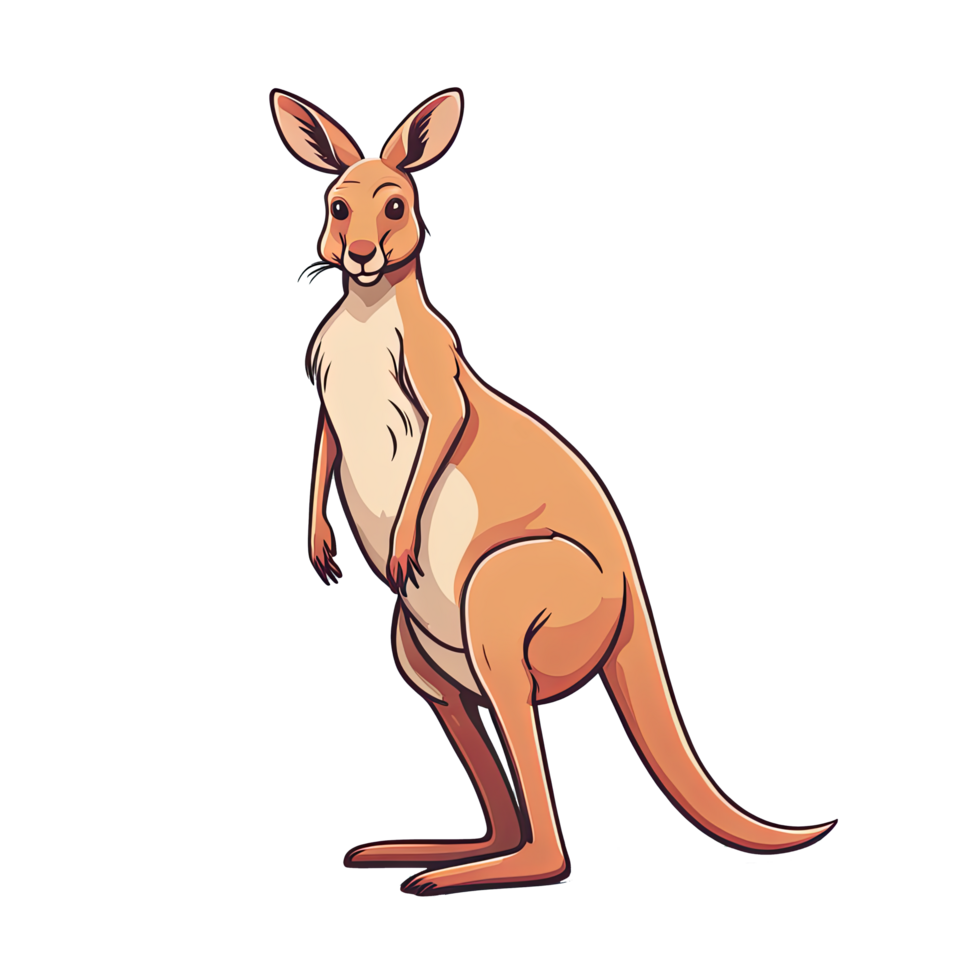 AI generated Cute kangaroo cartoon illustration for kids on transparent background png