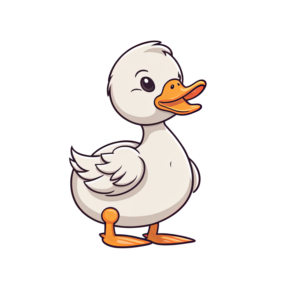 AI generated Cute duck cartoon illustration for kids on transparent ...