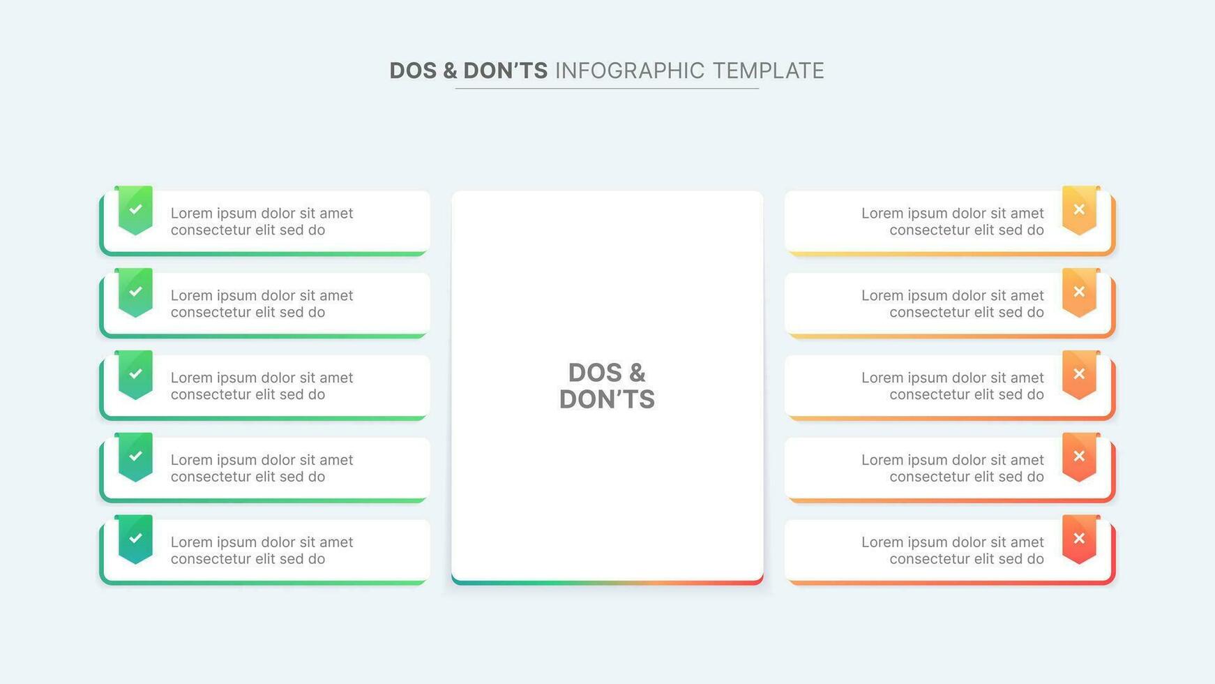 dos y no, pros y contras, vs, versus comparación infografía diseño modelo vector