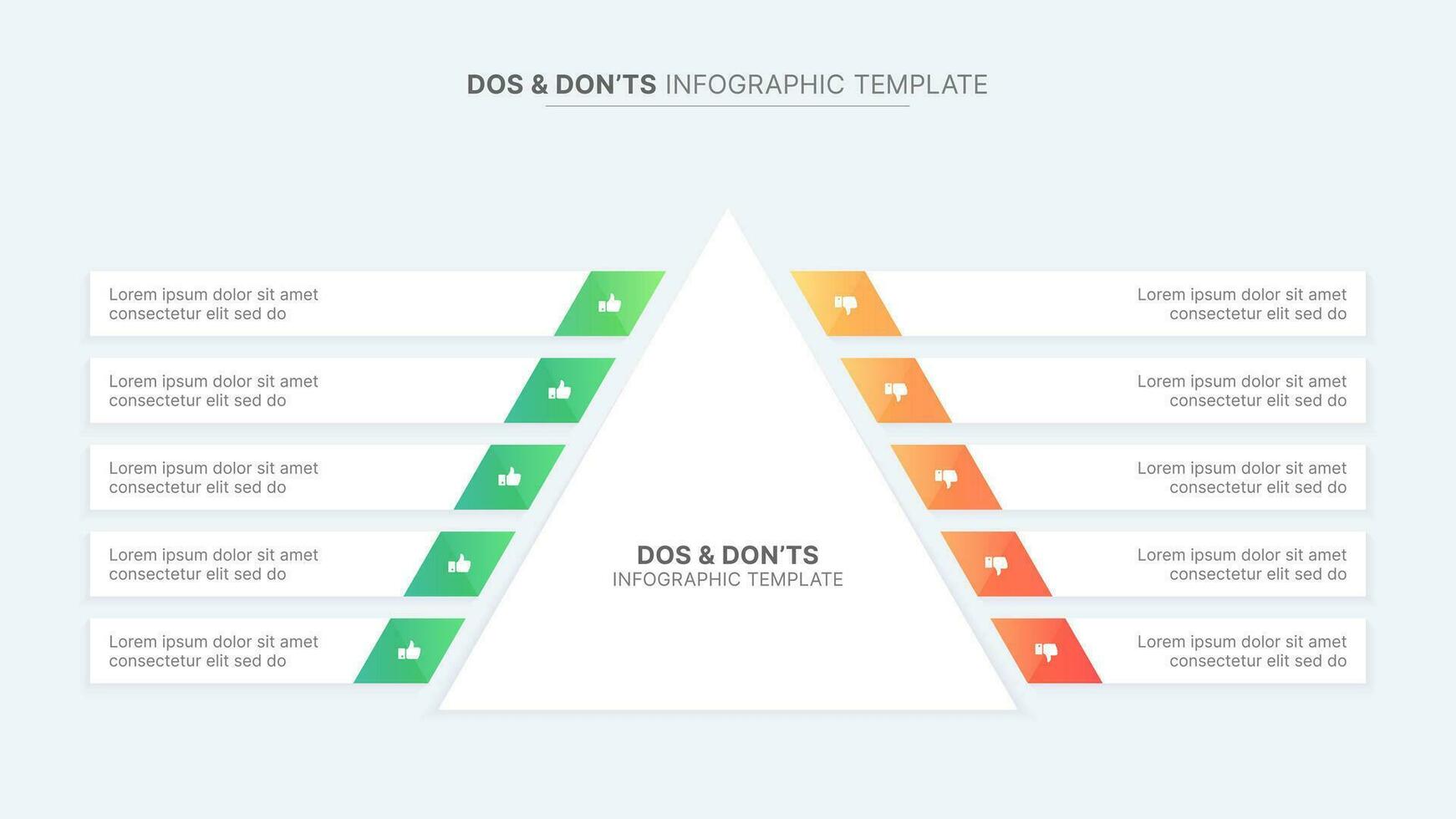 pirámide dos y no, pros y contras, vs, versus comparación infografía diseño modelo vector