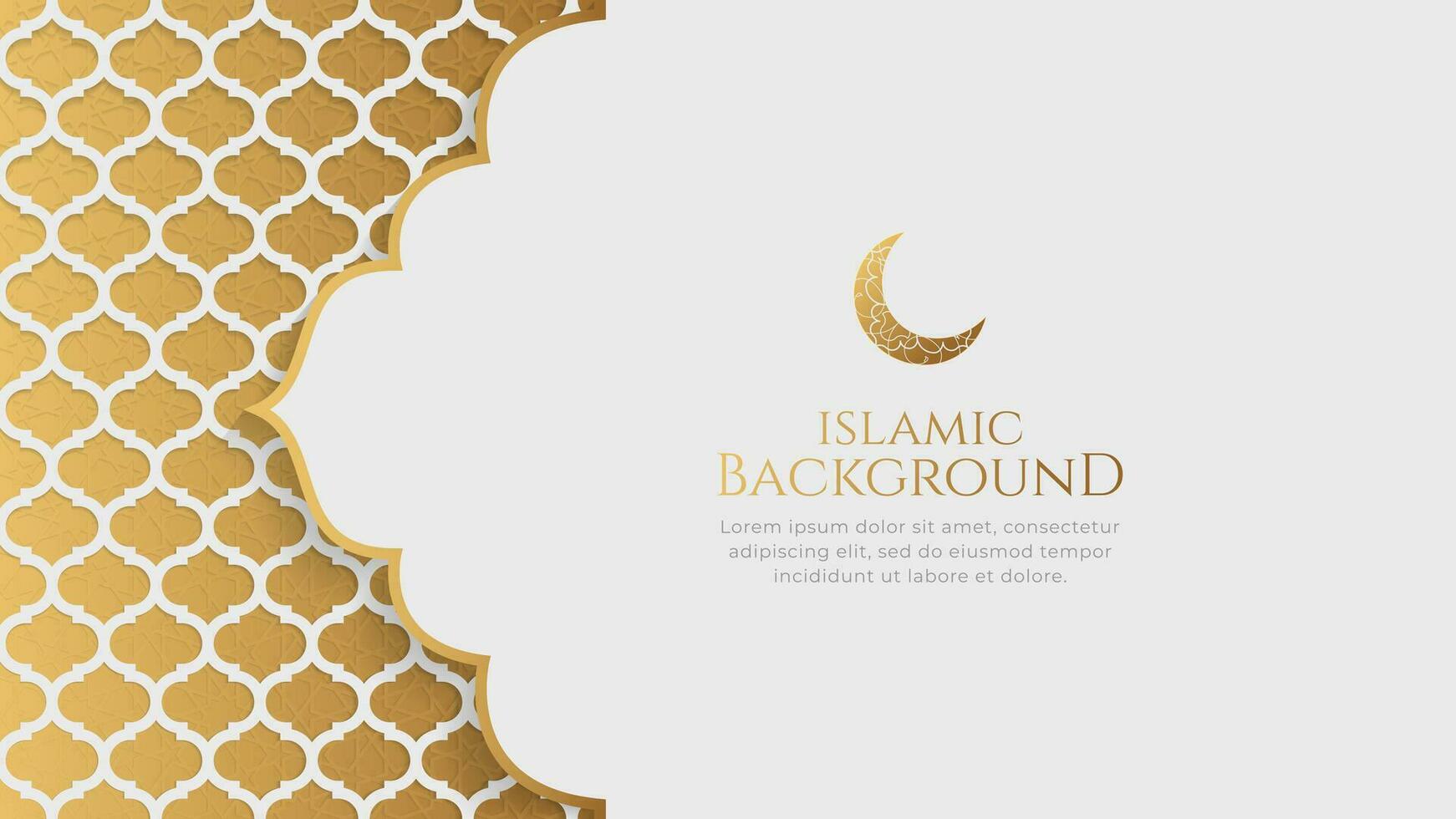 Islamic Arabic Arabesque Ornament Pattern Luxury Golden White Background with Copy Space vector
