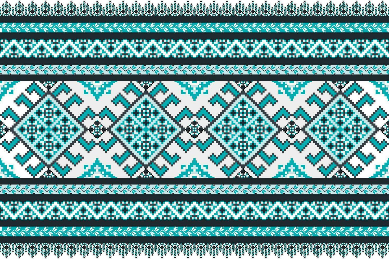 Ethnic Pixel Art Aztec Style Seamless Pattern.  Vector design for fabric, tile, embroidery, wrapping, wallpaper, and background