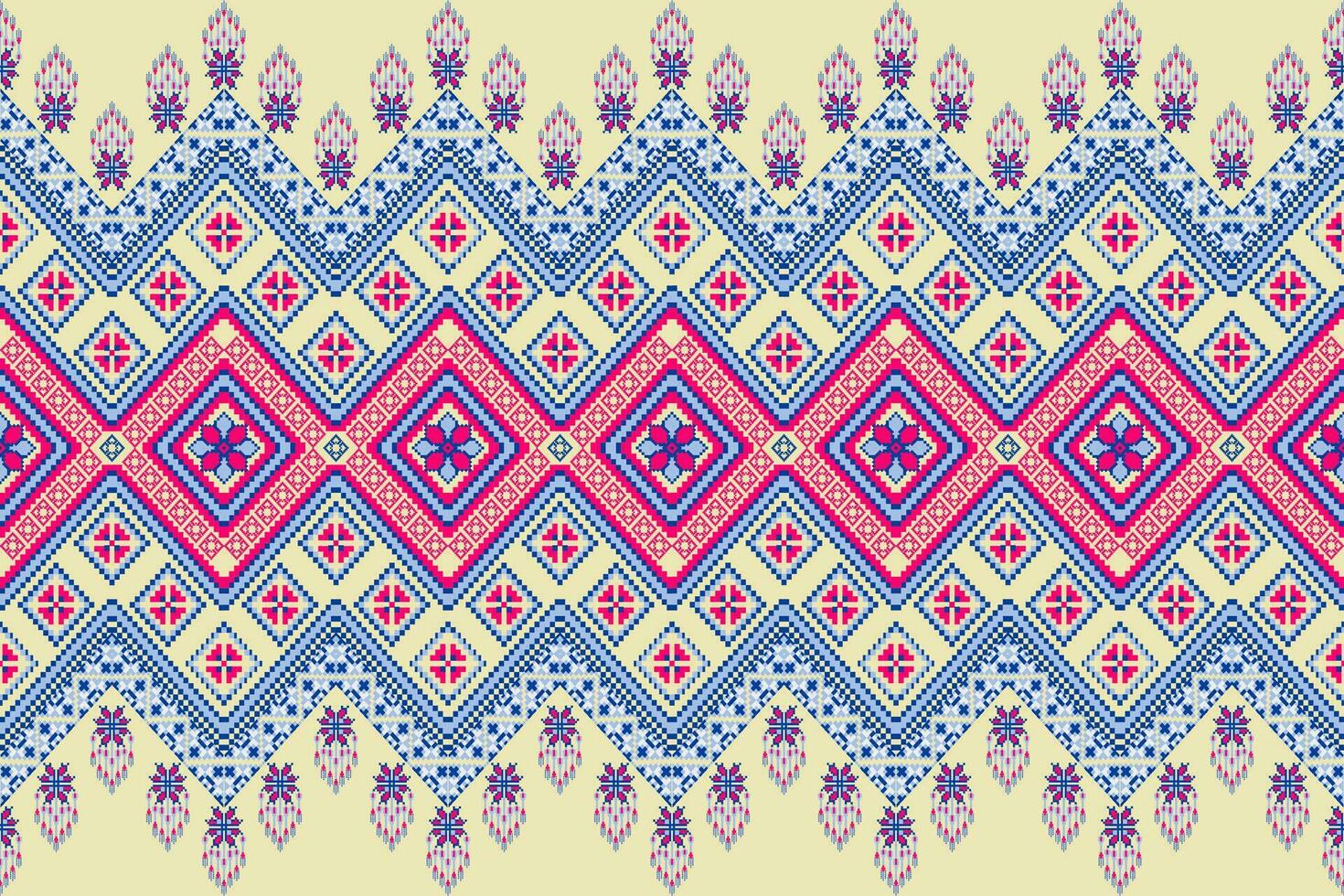 Traditional ethnic diagonal pixel art seamless pattern. Vector design for fabric, embroidery, tile, carpet, wrapping, wallpaper, and background