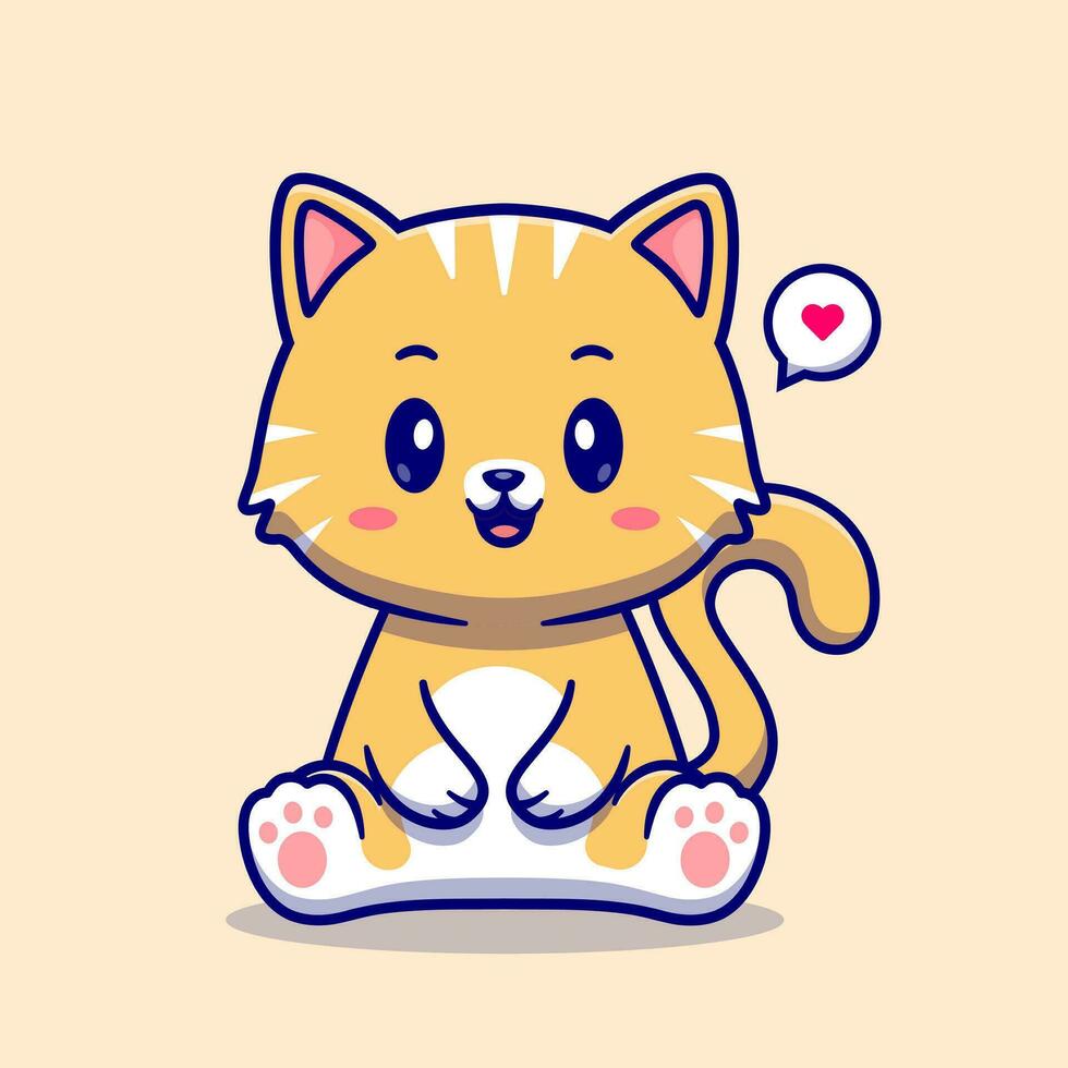 Cute Cat Sitting Cartoon Vector Icon Illustration. Animal Nature Icon Concept Isolated Premium Vector. Flat Cartoon Style