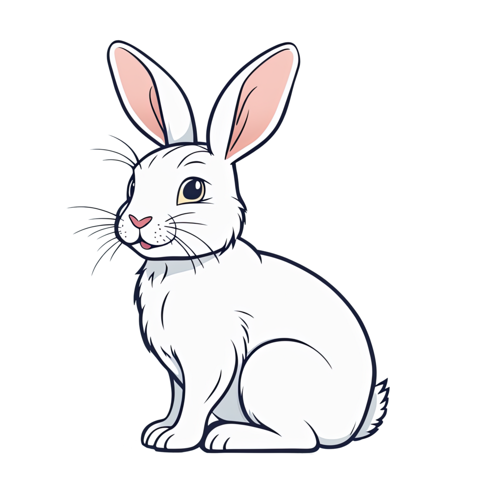 ai generato carino bianca coniglio cartone animato illustrazione per bambini su trasparente sfondo png
