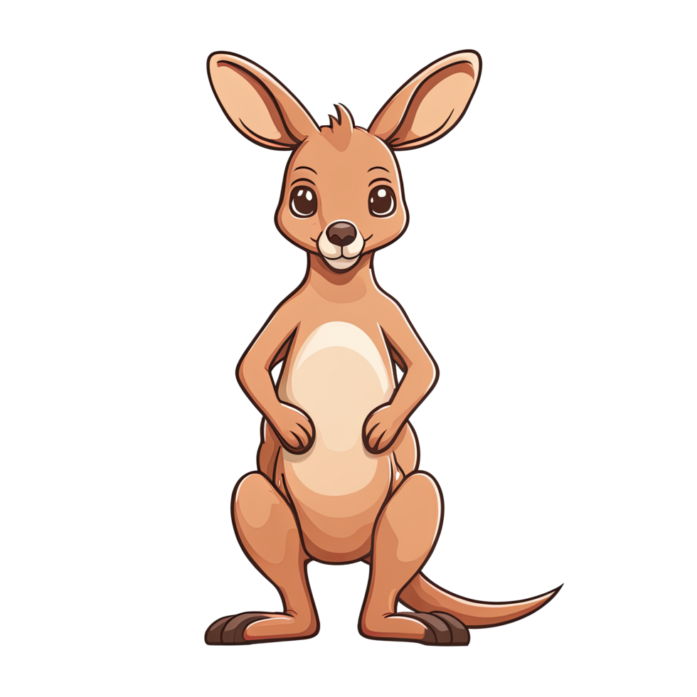 AI generated Cute kangaroo cartoon illustration for kids on transparent background png