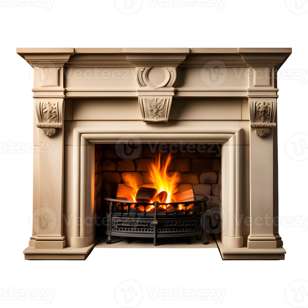AI generated Fireplace Isolated on Transparent Background png