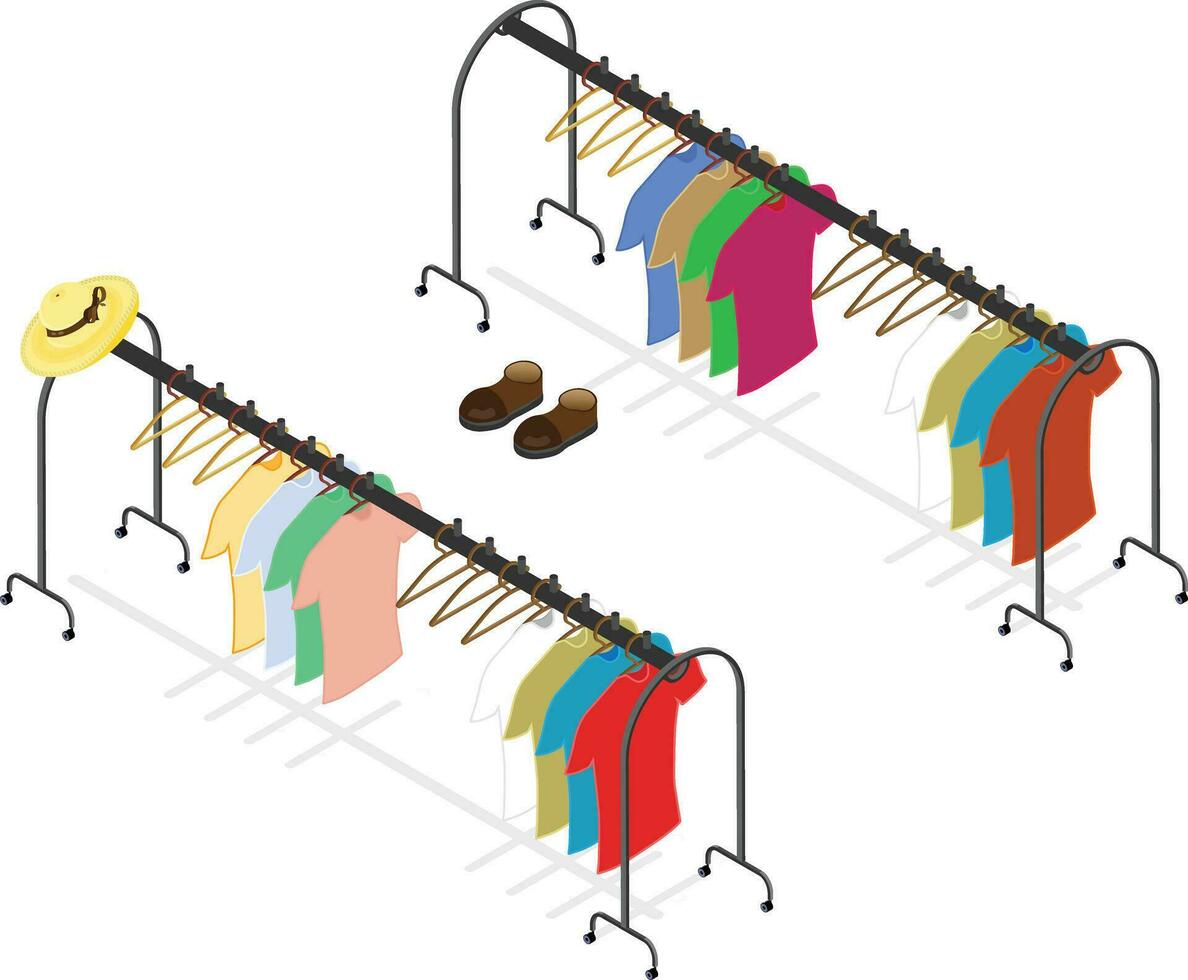 Isometric Clothing Rack vector