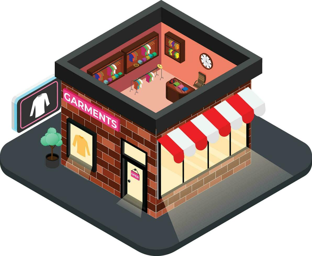 Isometric Garments Shop vector