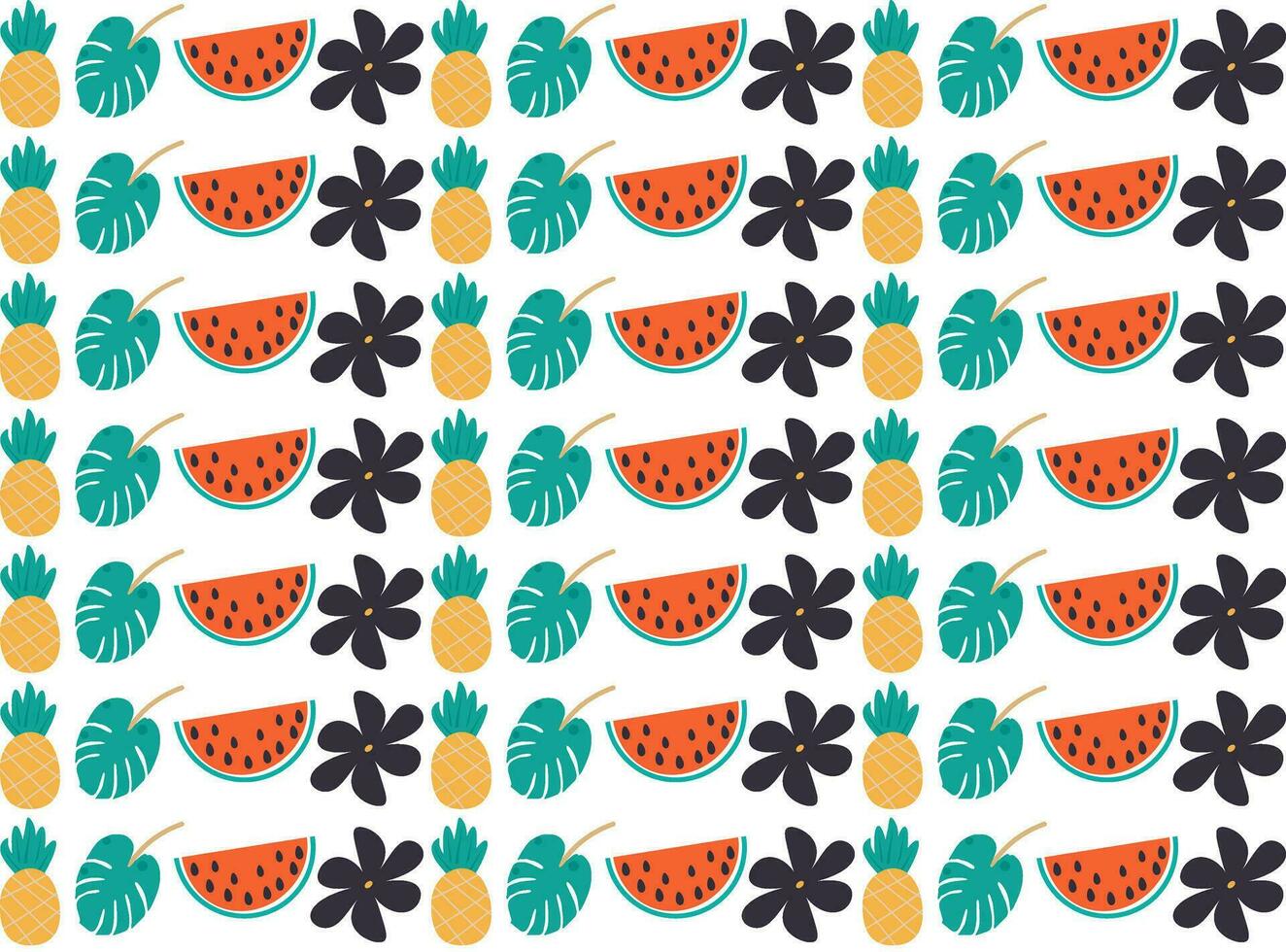 Watermelon Vector illustration Pineapple Background PATTERN Tropical Leaf and Flower