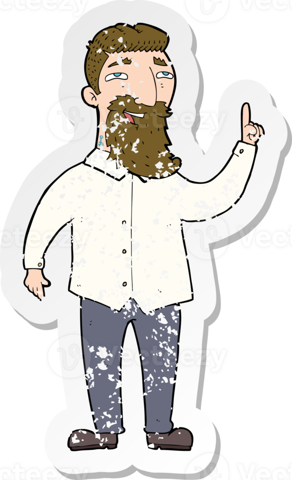 retro distressed sticker of a cartoon bearded man png