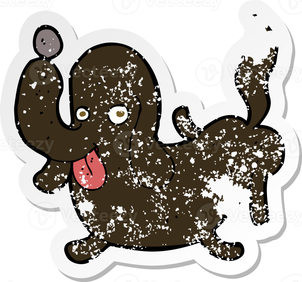 retro distressed sticker of a cartoon dog sticking out tongue png