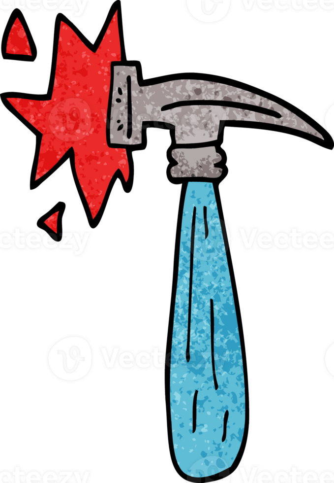 cartoon doodle hammer banging png