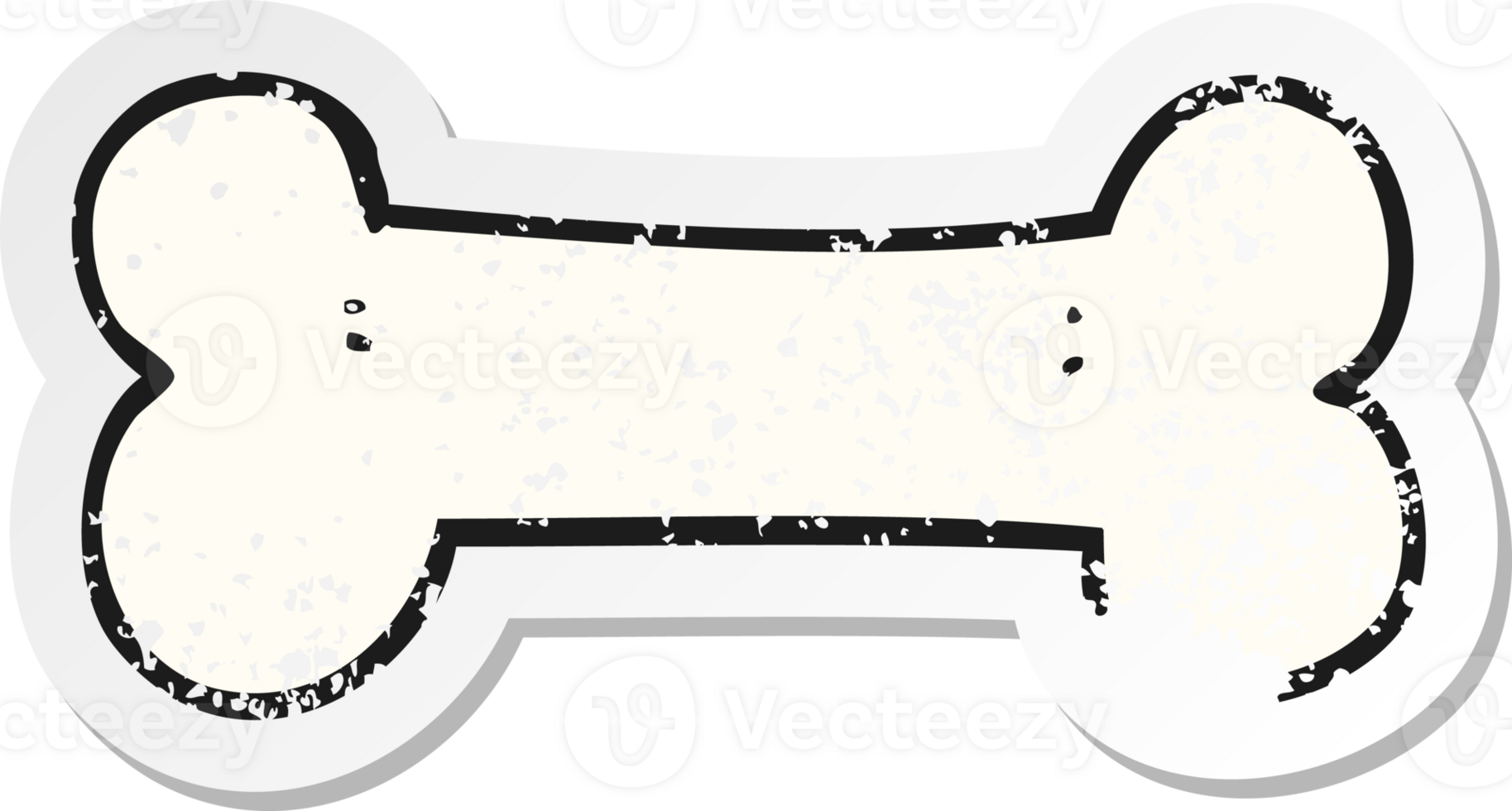 retro distressed sticker of a cartoon bone png