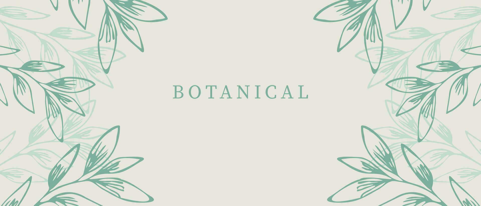 Botanical abstract background with plants. Floral background in soft green color. vector