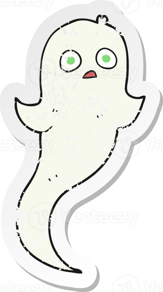 retro distressed sticker of a cartoon halloween ghost png