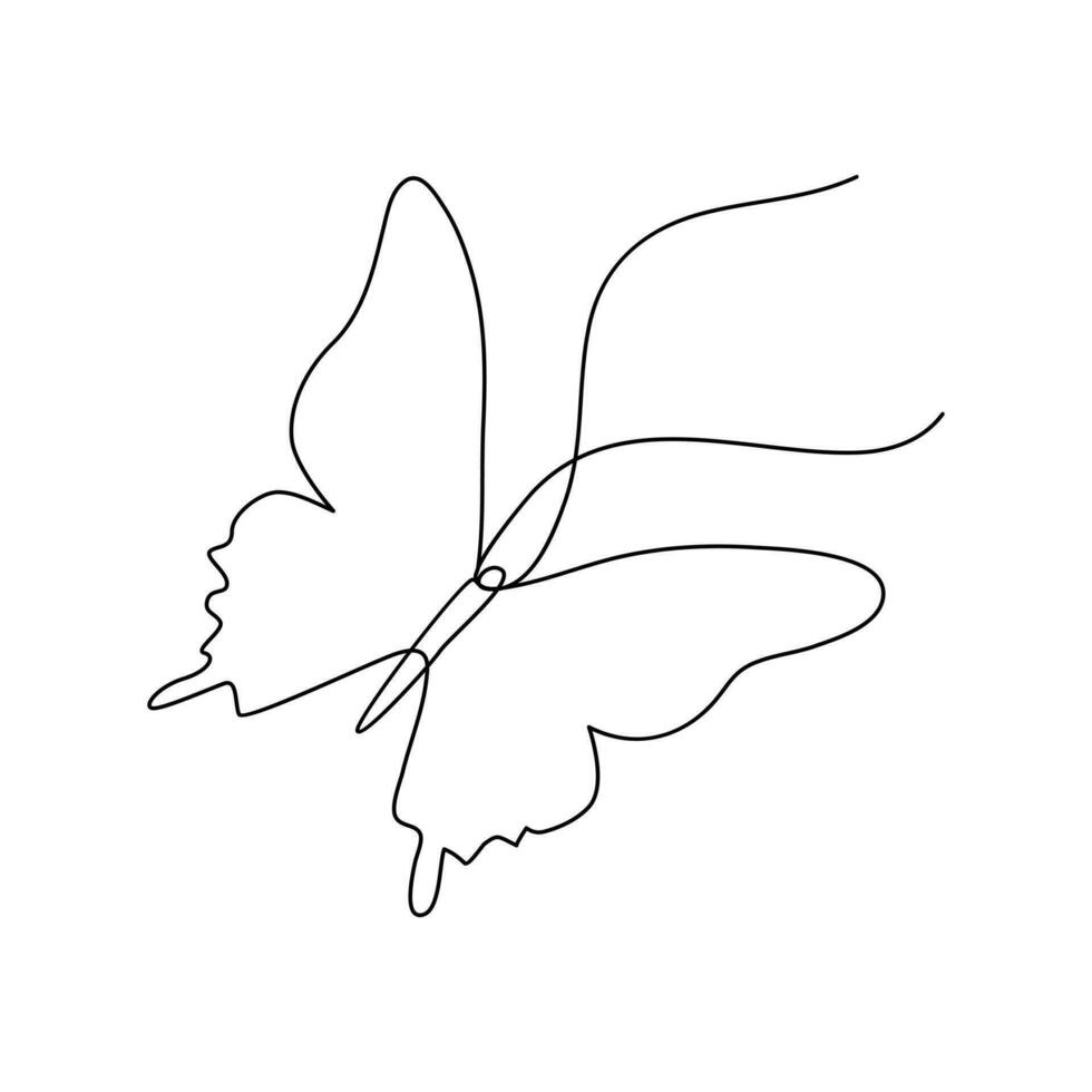 Butterfly continuous single line art outline Vector illustration and minimalist simple drawing