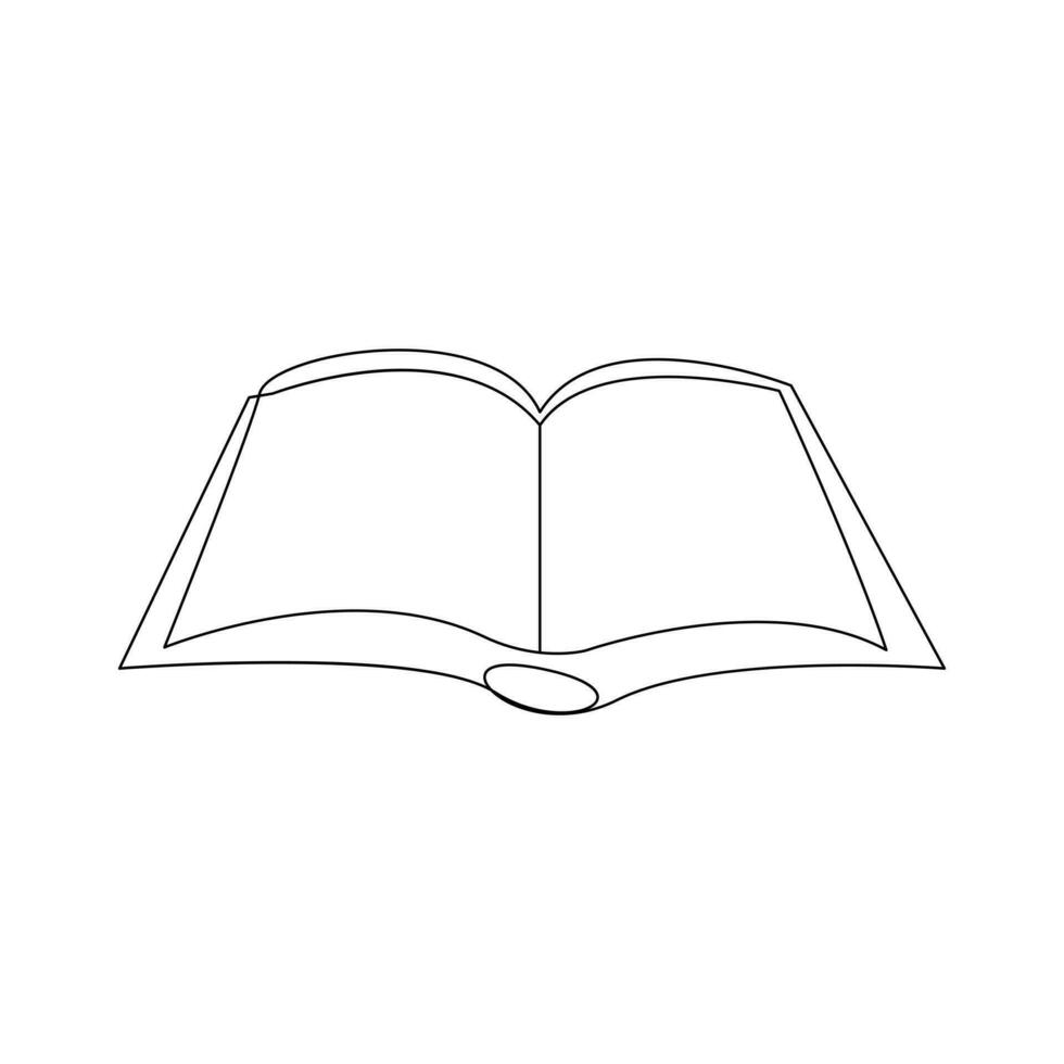 Vector in one continuous line drawing of book concept of education, library logo illustration
