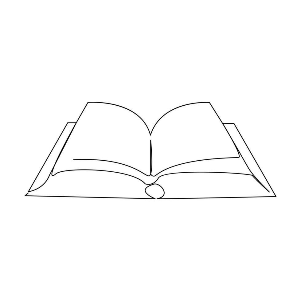 Vector in one continuous line drawing of book concept of education, library logo illustration