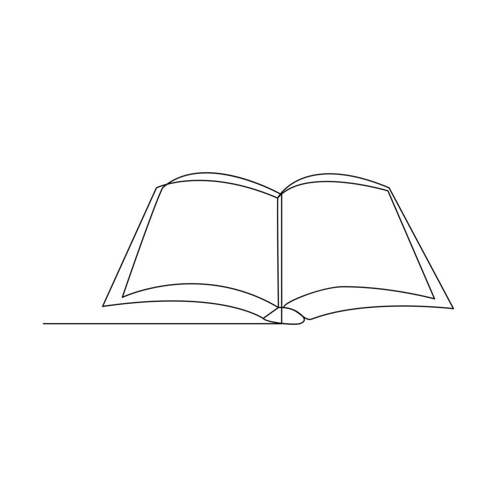 Vector in one continuous line drawing of book concept of education, library logo illustration
