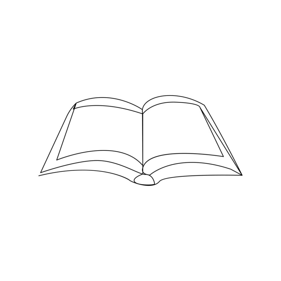 Vector in one continuous line drawing of book concept of education, library logo illustration