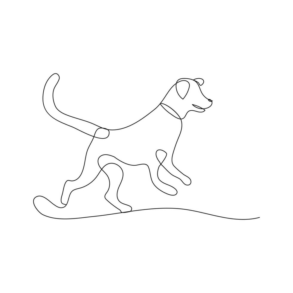 Cute dog pet animal continuous one line art outline silhouette simple drawing vector illustration