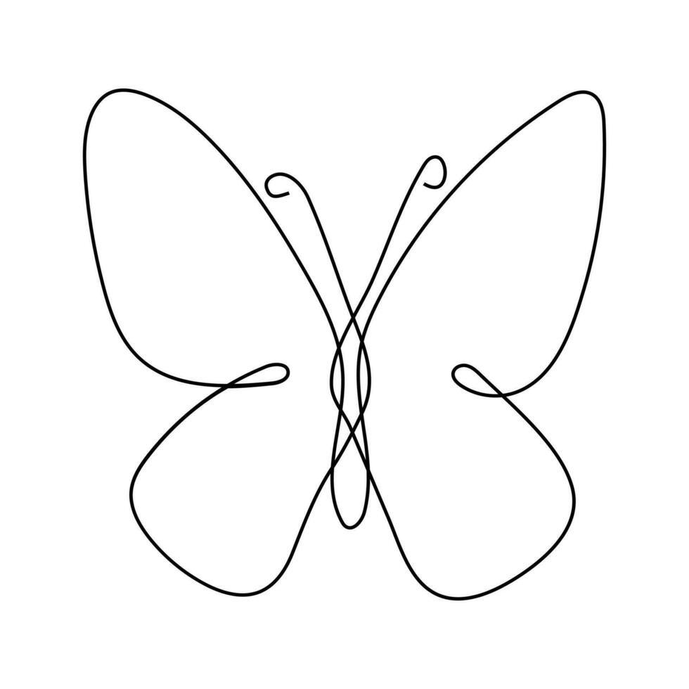 mariposa continuo soltero línea Arte contorno vector ilustración y minimalista sencillo dibujo