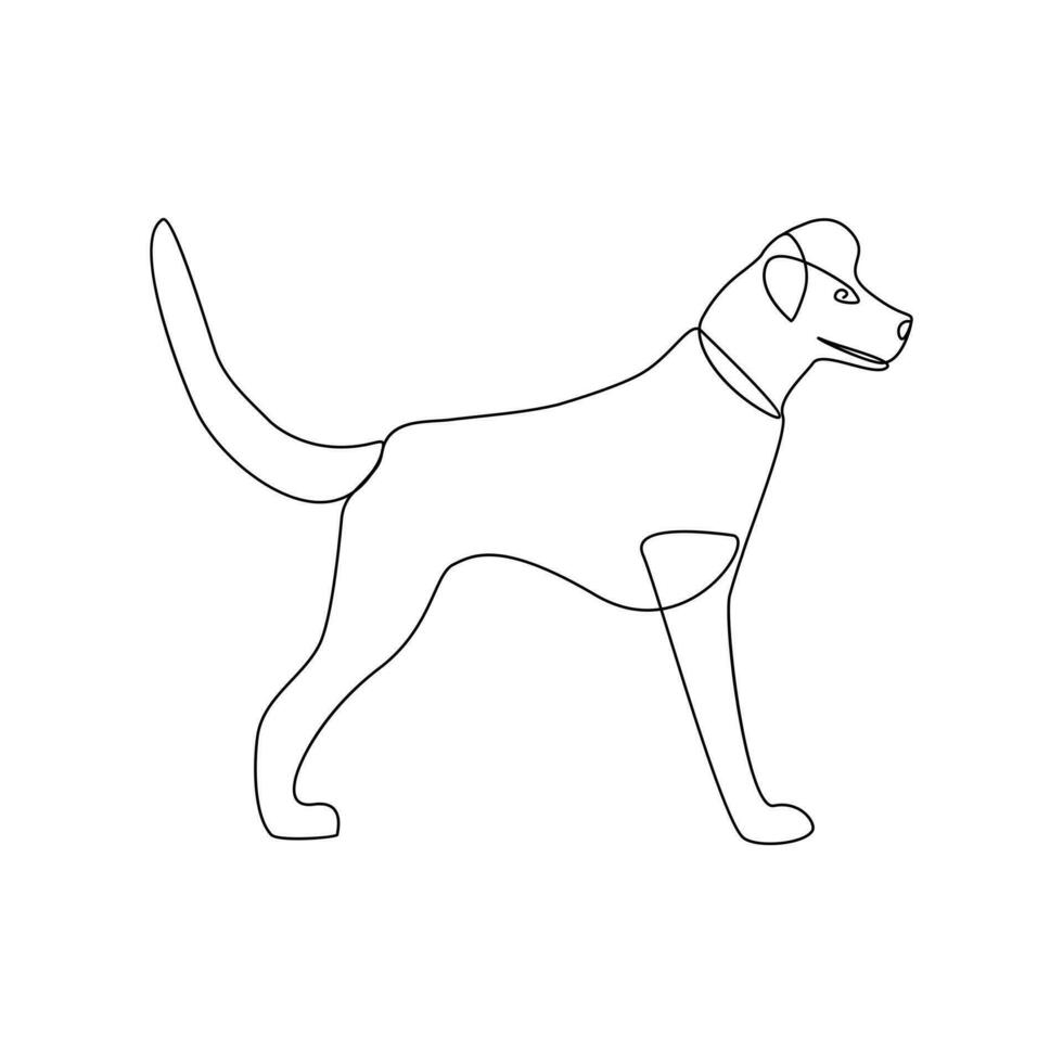 Cute dog pet animal continuous one line art outline silhouette simple drawing vector illustration