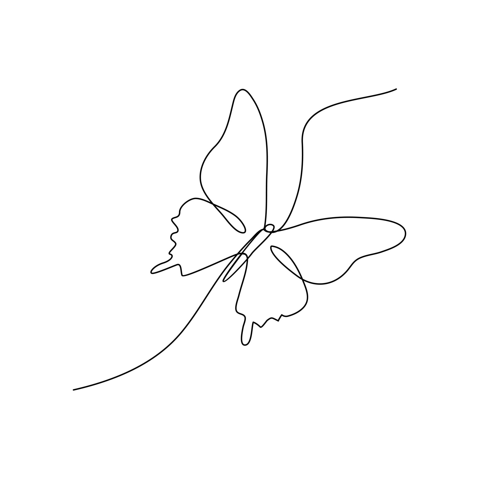 Butterfly continuous single line art outline Vector illustration and ...