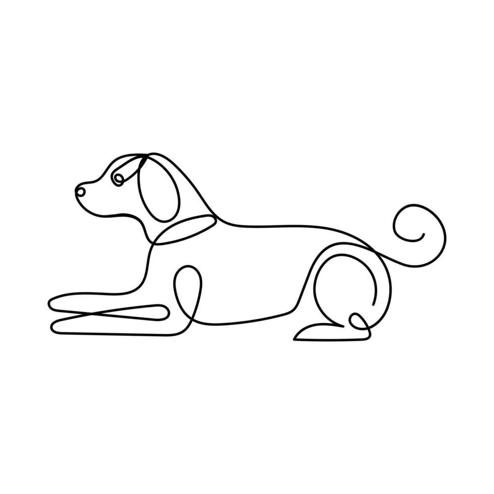 Cute dog pet animal continuous one line art outline silhouette simple drawing vector illustration