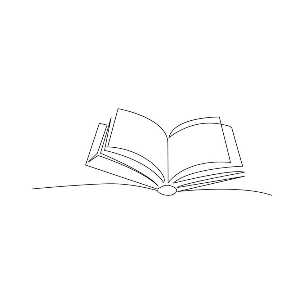 Vector in one continuous line drawing of book concept of education, library logo illustration