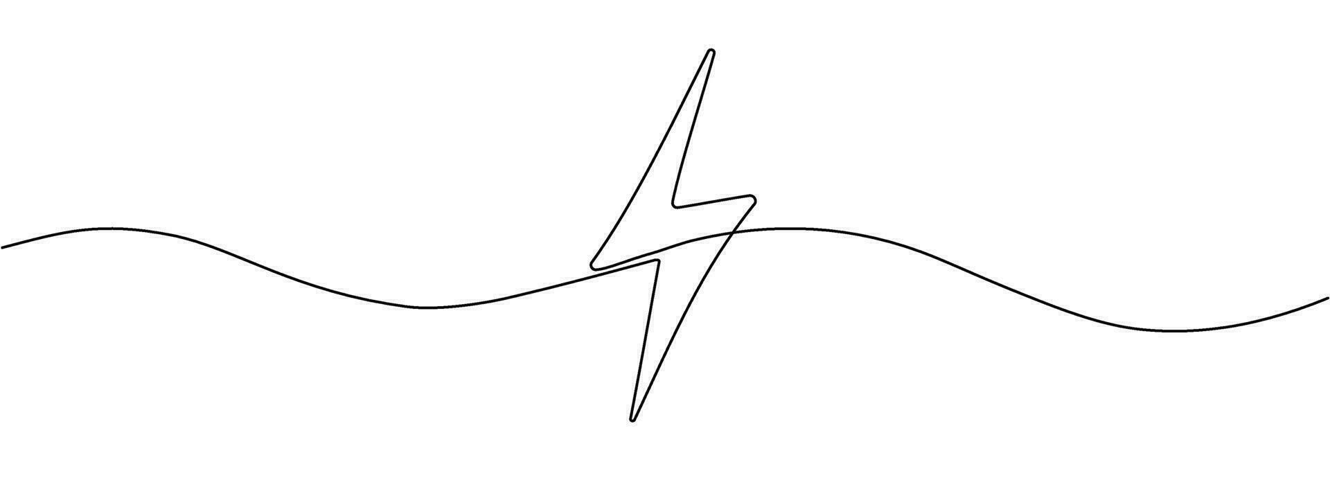 Lightning line continuous pattern. Power up electricity icon template concept. One line lightning vector background